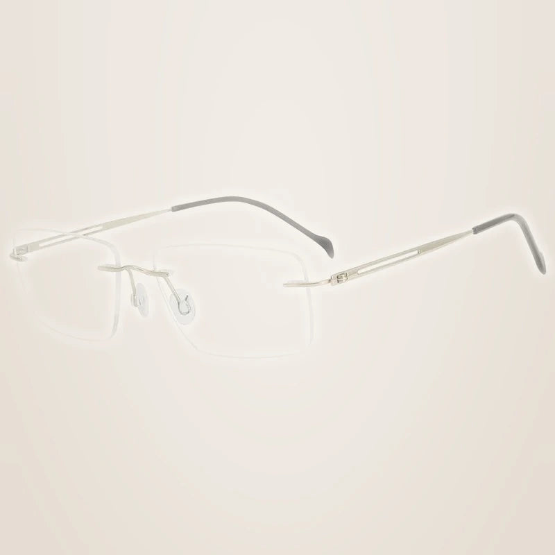 Chashma Unisex Rimless Square Titanium Eyeglasses 875019 - Gold
