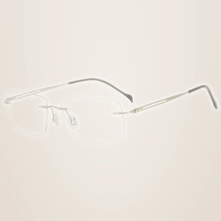 Chashma Unisex Rimless Square Titanium Eyeglasses 875019 - Gold