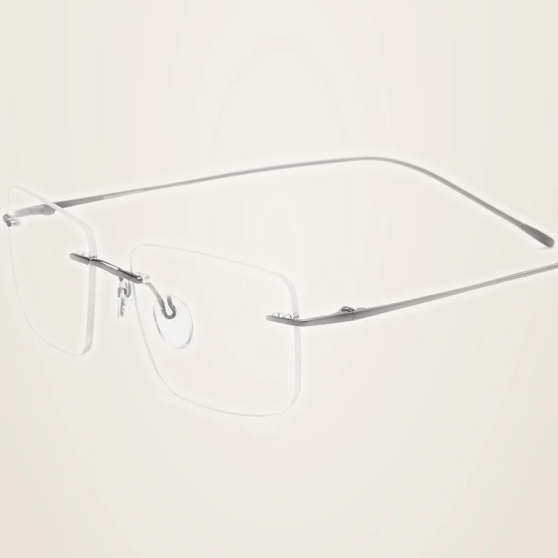 Chashma Unisex Rimless Square Titanium Eyeglasses 185870 - Gray