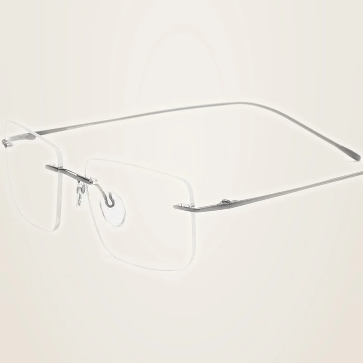 Chashma Unisex Rimless Square Titanium Eyeglasses 185870 - Gray