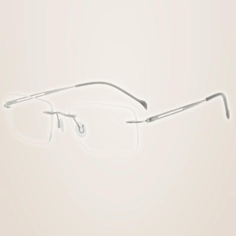 Chashma Unisex Rimless Square Titanium Eyeglasses 875019 - Gray