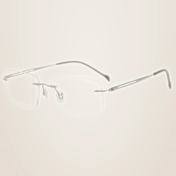 Chashma Unisex Rimless Square Titanium Eyeglasses 875019 - Gray