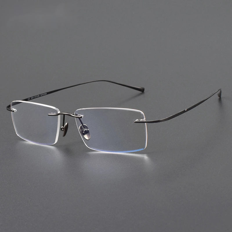 Chashma Unisex Rimless Square Titanium Eyeglasses 881818 - Gun Gray