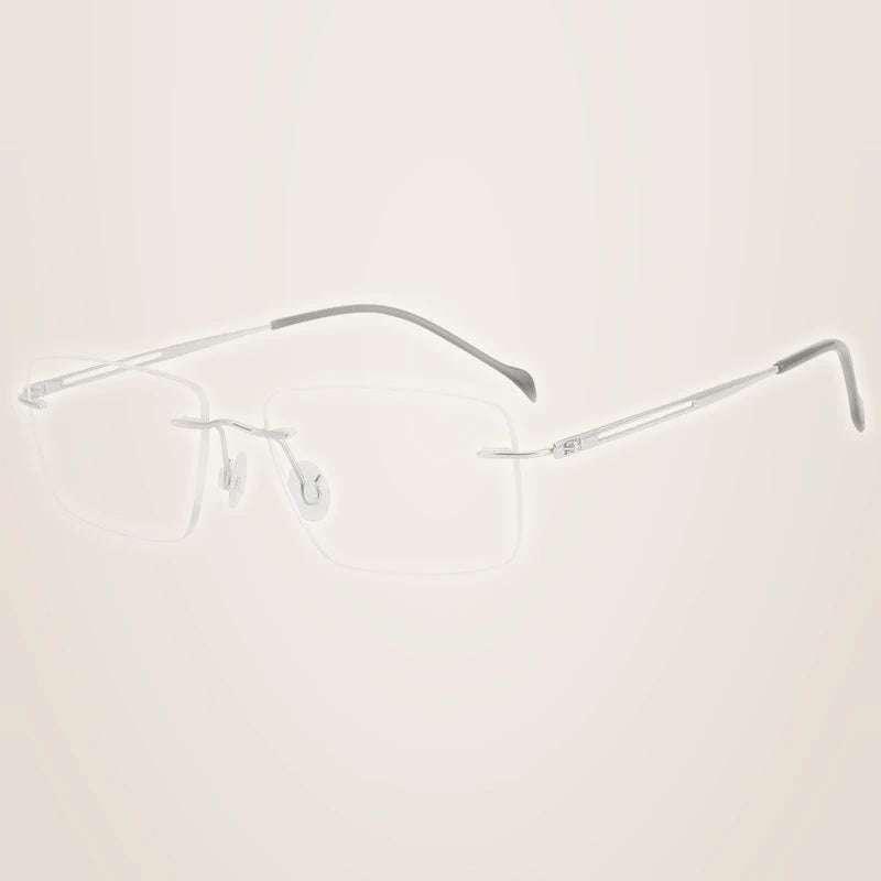 Chashma Unisex Rimless Square Titanium Eyeglasses 875019 - Silver