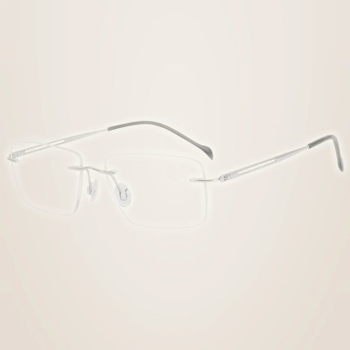 Chashma Unisex Rimless Square Titanium Eyeglasses 875019 - Silver