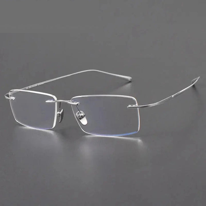 Chashma Unisex Rimless Square Titanium Eyeglasses 881818 - Silver
