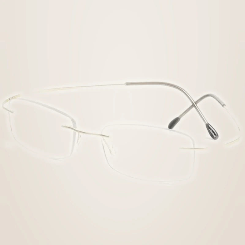 Chashma Unisex Rimless Square Titanium Reading Glasses 887044 - Gold / +400