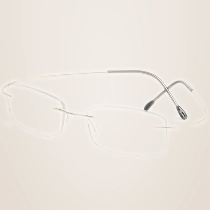 Chashma Unisex Rimless Square Titanium Reading Glasses 887044 - Gold / +400