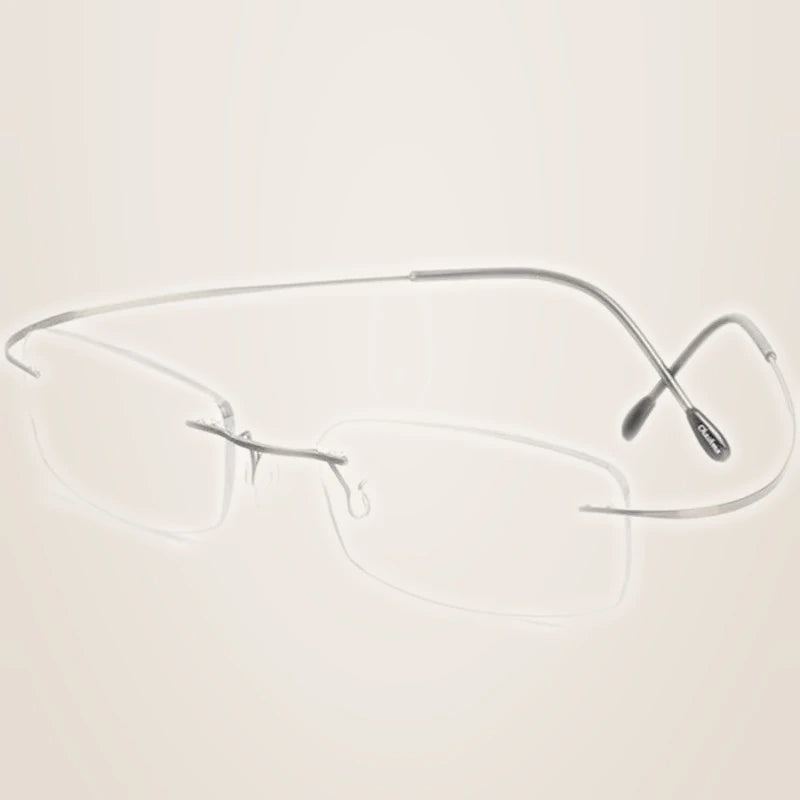 Chashma Unisex Rimless Square Titanium Reading Glasses 887044 - GRAY / +300
