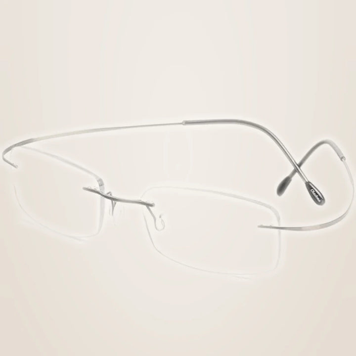 Chashma Unisex Rimless Square Titanium Reading Glasses 887044 - GRAY / +300