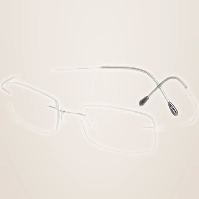 Chashma Unisex Rimless Square Titanium Reading Glasses 887044 - Silver / +350