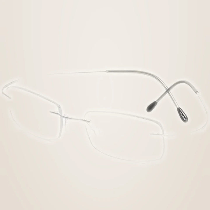 Chashma Unisex Rimless Square Titanium Reading Glasses 887044 - Silver / +350