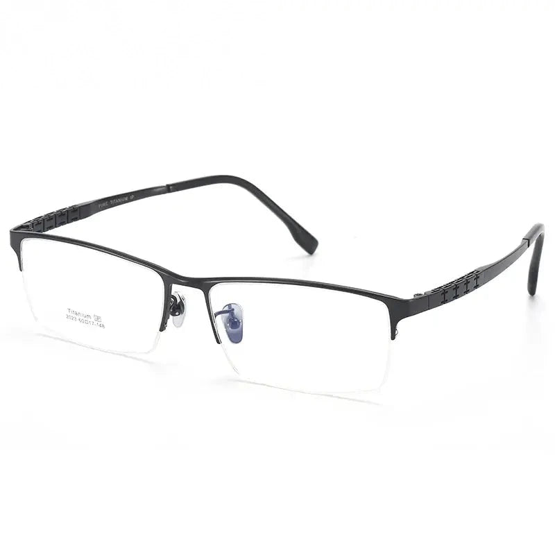 Chashma Unisex Semi Rim Big Square Titanium Eyeglasses 24023 - 2023 Black