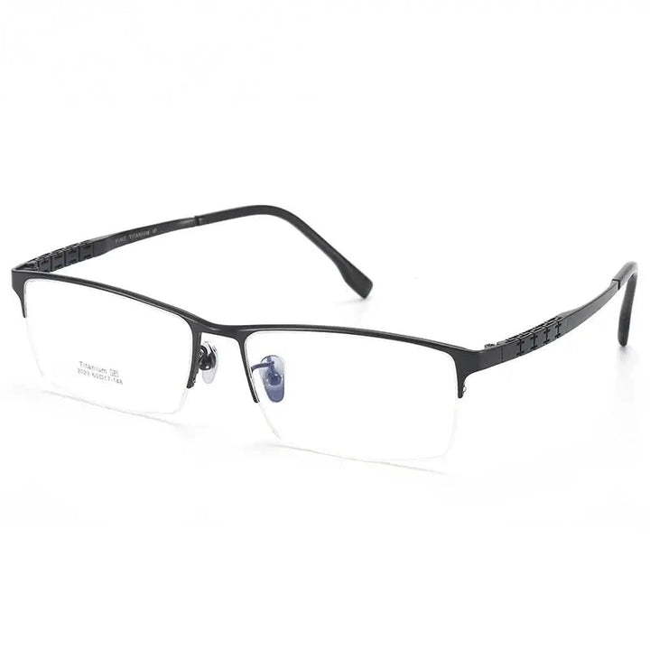 Chashma Unisex Semi Rim Big Square Titanium Eyeglasses 24023 - 2023 Black