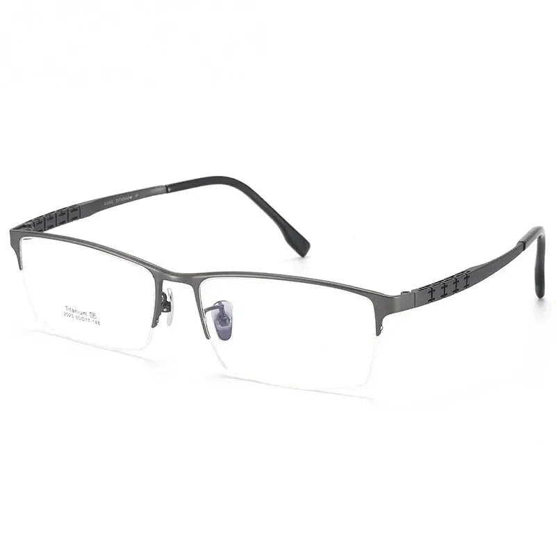 Chashma Unisex Semi Rim Big Square Titanium Eyeglasses 24023 - 2023 Gray