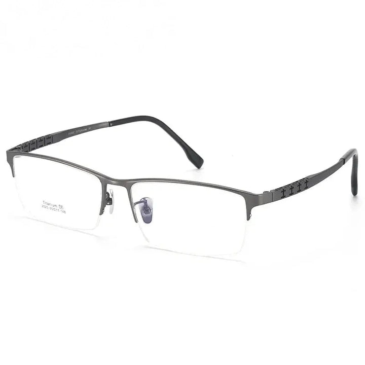 Chashma Unisex Semi Rim Big Square Titanium Eyeglasses 24023 - 2023 Gray