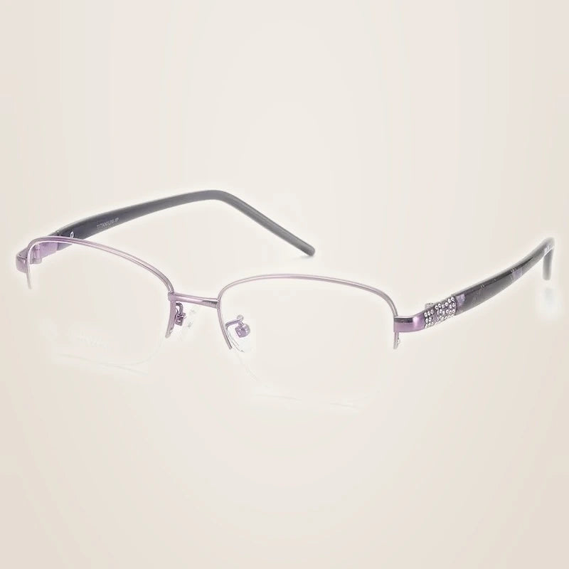 Chashma Unisex Semi Rim Oval Titanium Eyeglasses 39113 - Purple