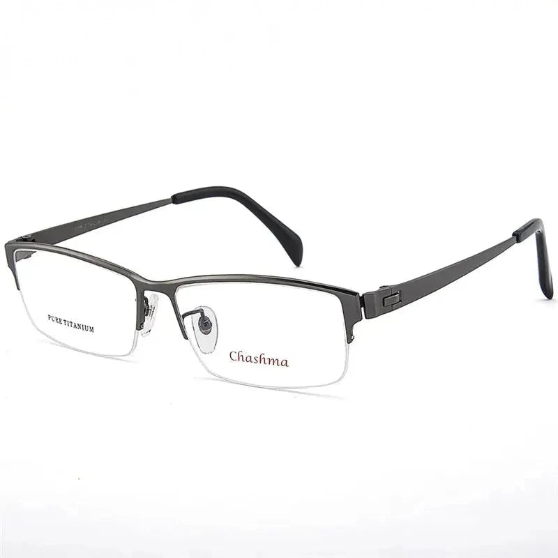 Chashma Unisex Semi Rim Polygon Square Titanium Eyeglasses 778179 - GRAY