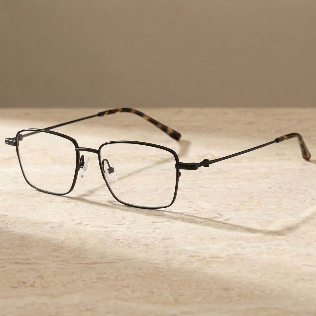 Chashma Unisex Semi Rim Polygon Square Titanium Eyeglasses 202307 — view 2 | Chashma at FuzWeb