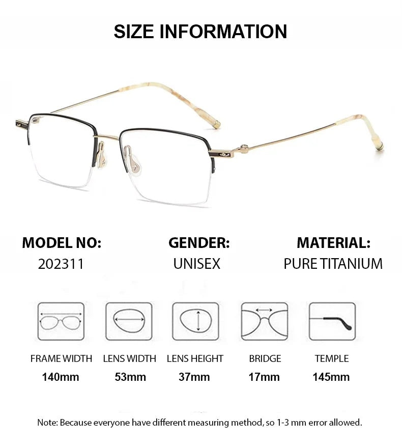 Chashma 202311 Eyeglasses — Frame Dimensions and Sizing Chart