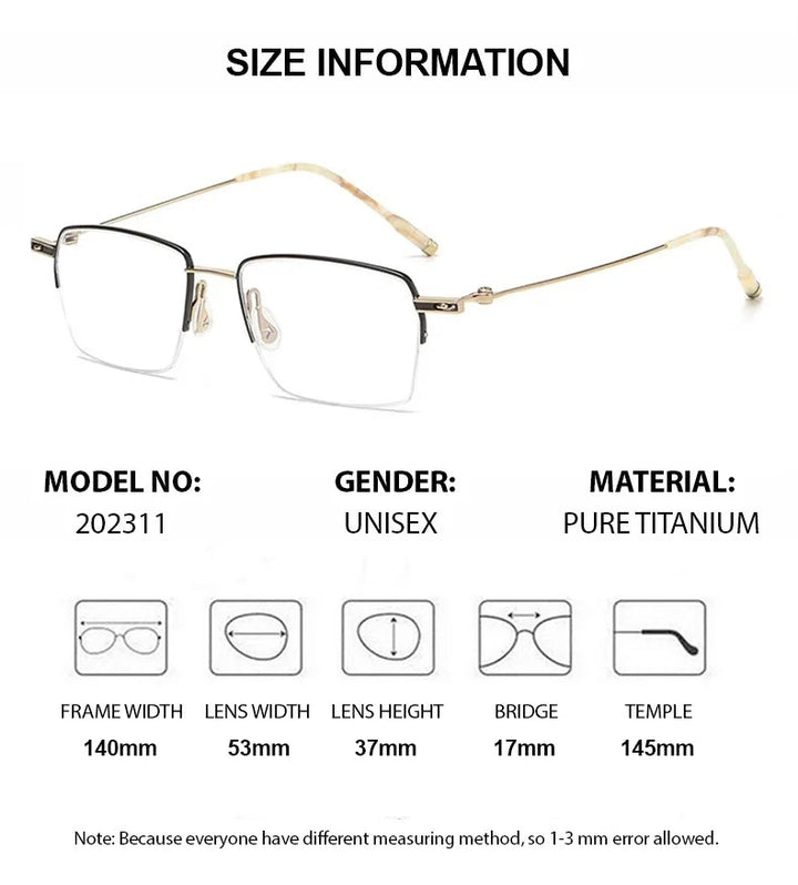 Chashma 202311 Eyeglasses — Frame Dimensions and Sizing Chart