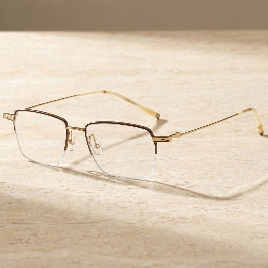 Chashma Unisex Semi Rim Polygon Square Titanium Eyeglasses 202311 — view 1 | Chashma at FuzWeb