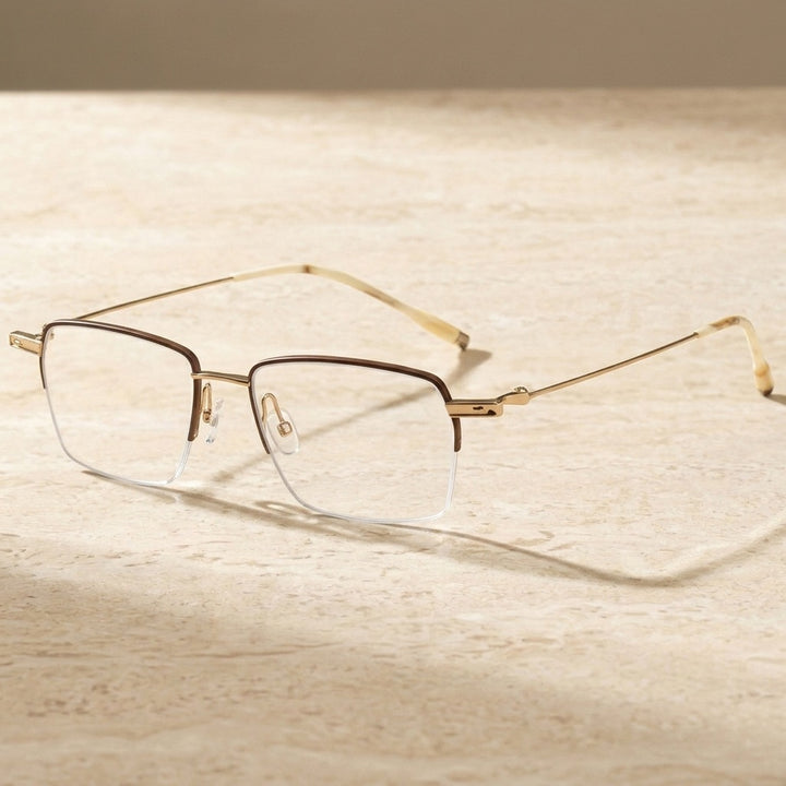 Chashma Unisex Semi Rim Polygon Square Titanium Eyeglasses 202311 — view 1 | Chashma at FuzWeb