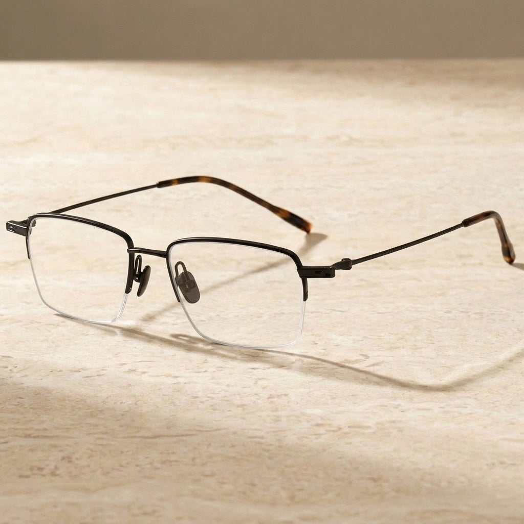Chashma Unisex Semi Rim Polygon Square Titanium Eyeglasses 202311 — view 2 | Chashma at FuzWeb