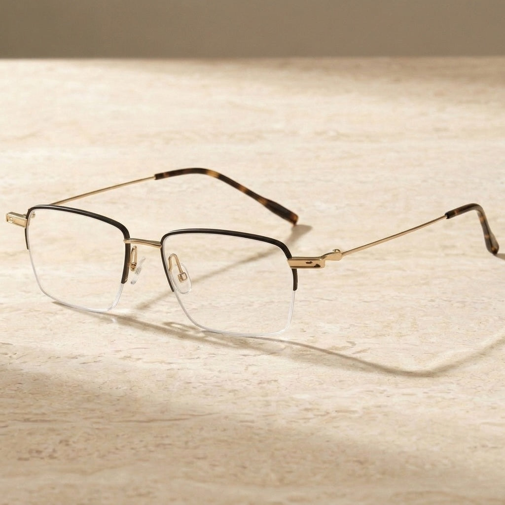 Chashma Unisex Semi Rim Polygon Square Titanium Eyeglasses 202311 — view 4 | Chashma at FuzWeb
