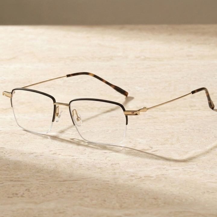Chashma Unisex Semi Rim Polygon Square Titanium Eyeglasses 202311 — view 4 | Chashma at FuzWeb