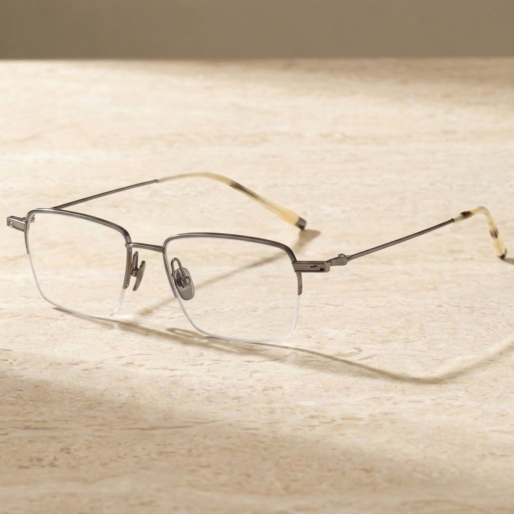 Chashma Unisex Semi Rim Polygon Square Titanium Eyeglasses 202311 — view 5 | Chashma at FuzWeb