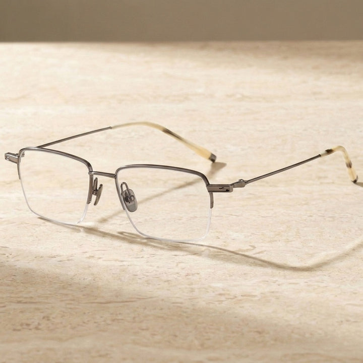Chashma Unisex Semi Rim Polygon Square Titanium Eyeglasses 202311 — view 5 | Chashma at FuzWeb