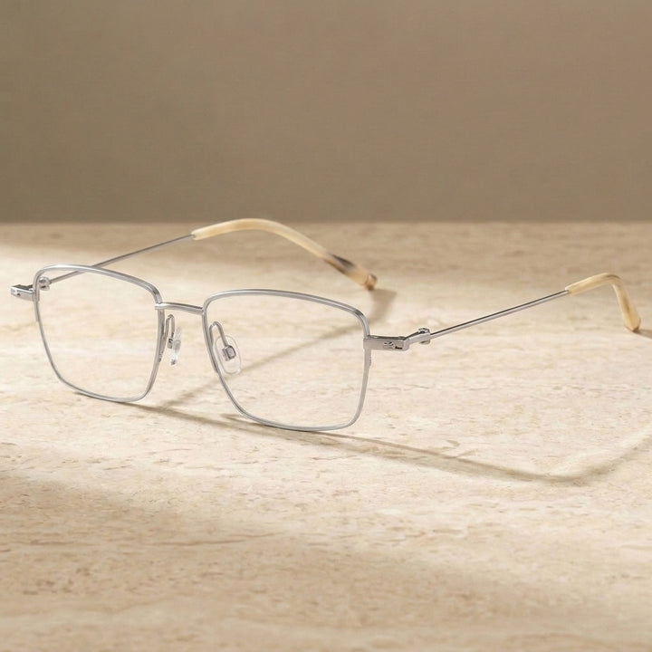 Chashma Unisex Semi Rim Polygon Square Titanium Eyeglasses 202311 — view 6 | Chashma at FuzWeb