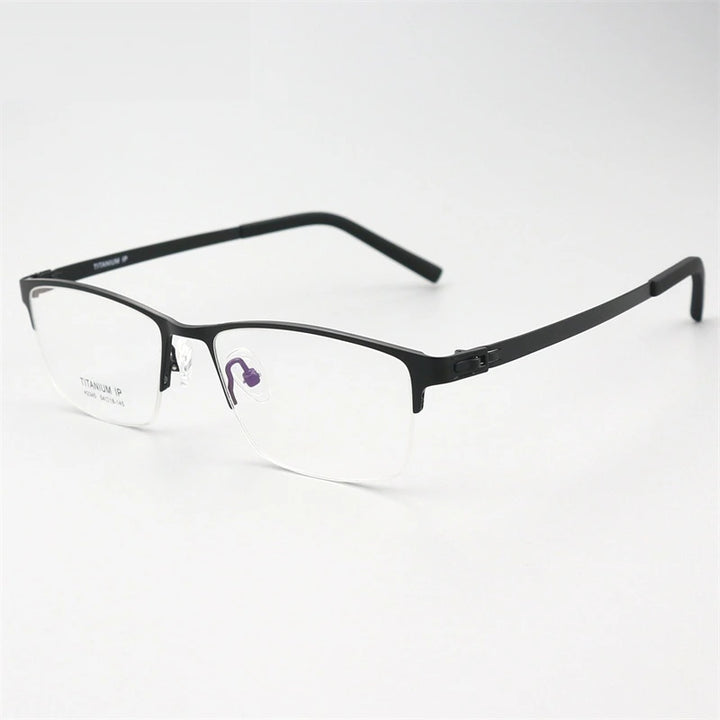Chashma Unisex Semi Rim Square Screwless Titanium Eyeglasses 23459 - Black