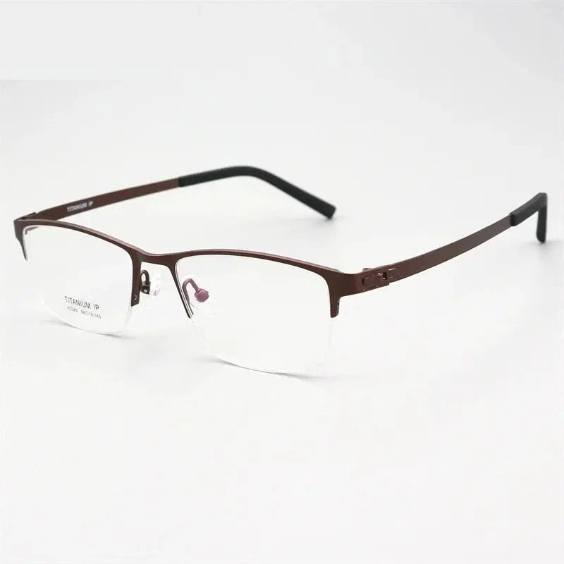 Chashma Unisex Semi Rim Square Screwless Titanium Eyeglasses 23459 - Coffee