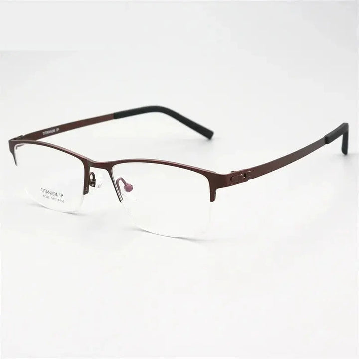 Chashma Unisex Semi Rim Square Screwless Titanium Eyeglasses 23459 - Coffee