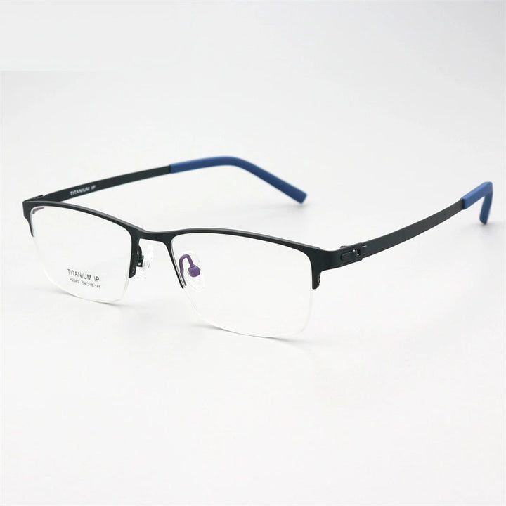 Chashma Unisex Semi Rim Square Screwless Titanium Eyeglasses 23459 - Dark Green