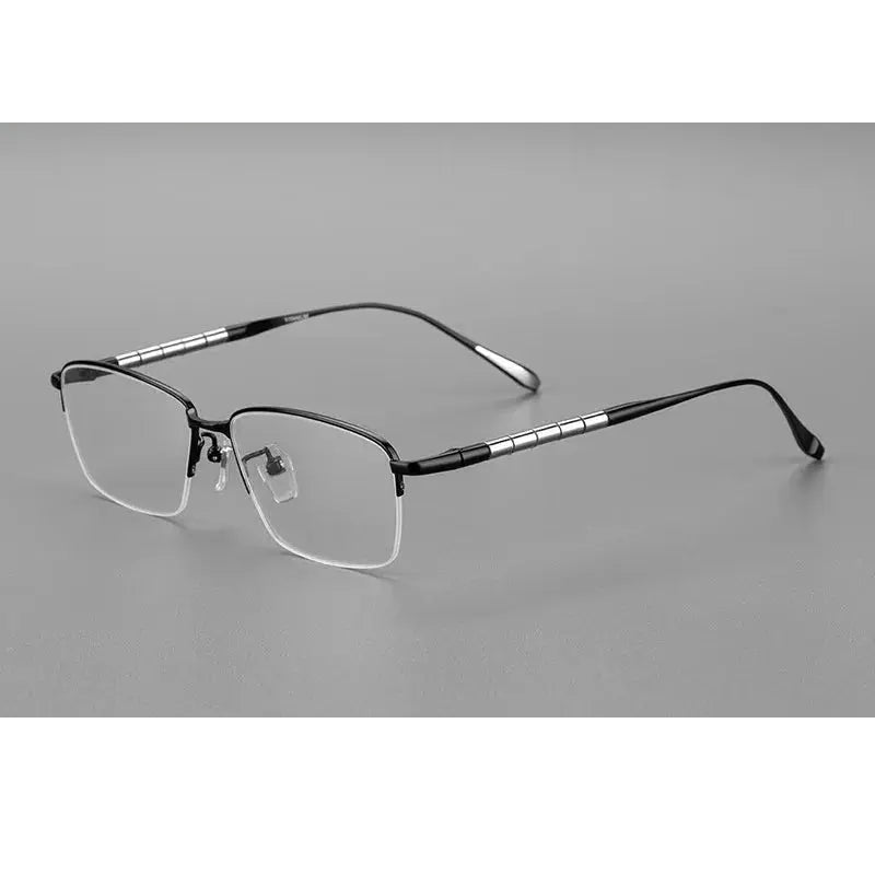 Chashma Unisex Semi Rim Square Titanium Reading Glasses 97028 - Black