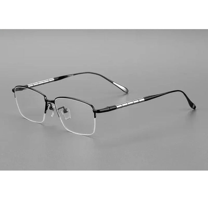 Chashma Unisex Semi Rim Square Titanium Reading Glasses 97028 - Black