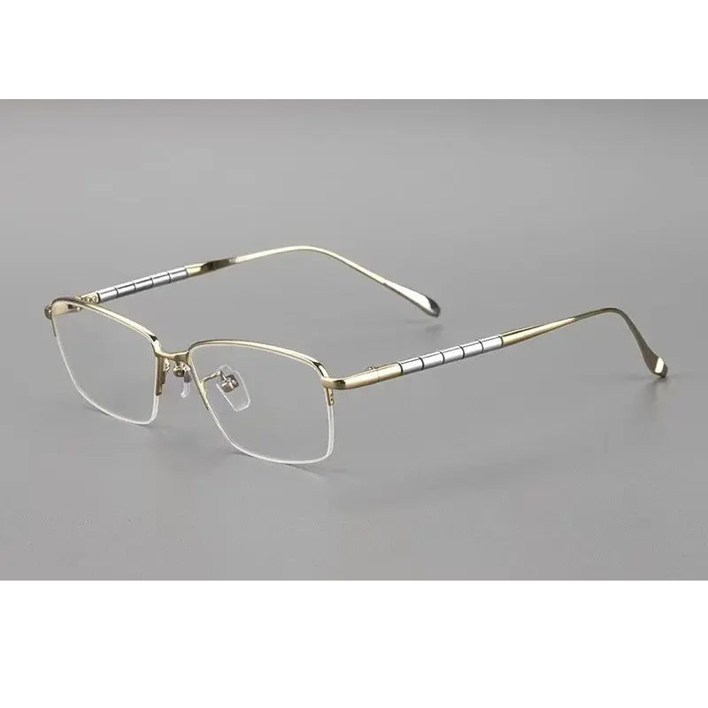Chashma Unisex Semi Rim Square Titanium Reading Glasses 97028 - Gold