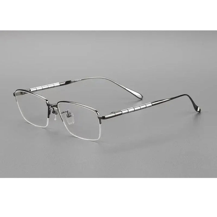 Chashma Unisex Semi Rim Square Titanium Reading Glasses 97028 - Gray