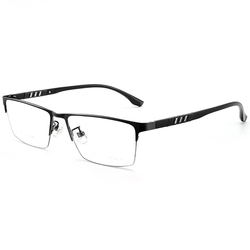 Chashma Unisex Semi Rim Stainless Steel Frame Eyeglasses - Black