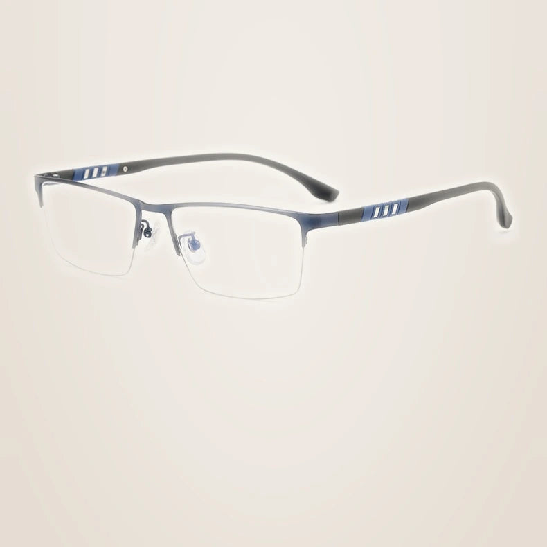 Chashma Unisex Semi Rim Stainless Steel Frame Eyeglasses - Blue