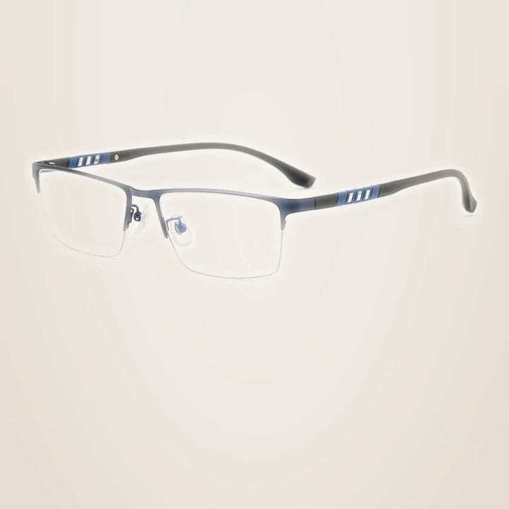 Chashma Unisex Semi Rim Stainless Steel Frame Eyeglasses - Blue