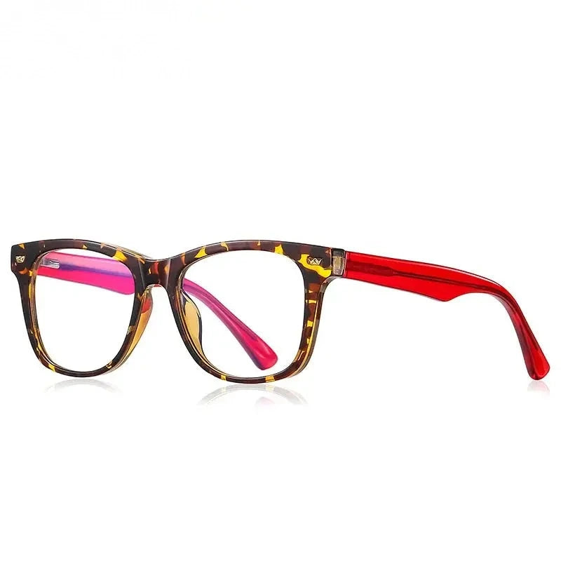 Chashma Unisex Youth Full Rim Square Tr 90 Titanium Eyeglasses 820215 - C3-Leopard-Red
