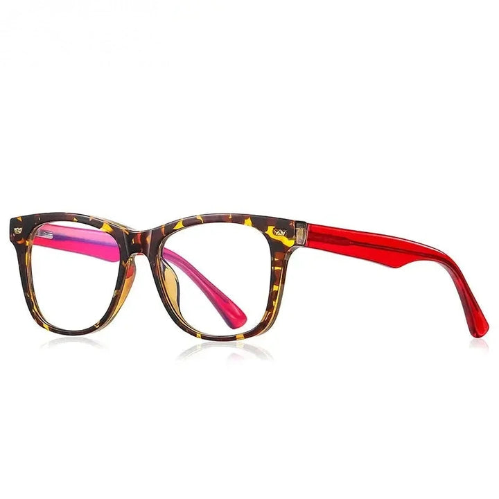 Chashma Unisex Youth Full Rim Square Tr 90 Titanium Eyeglasses 820215 - C3-Leopard-Red
