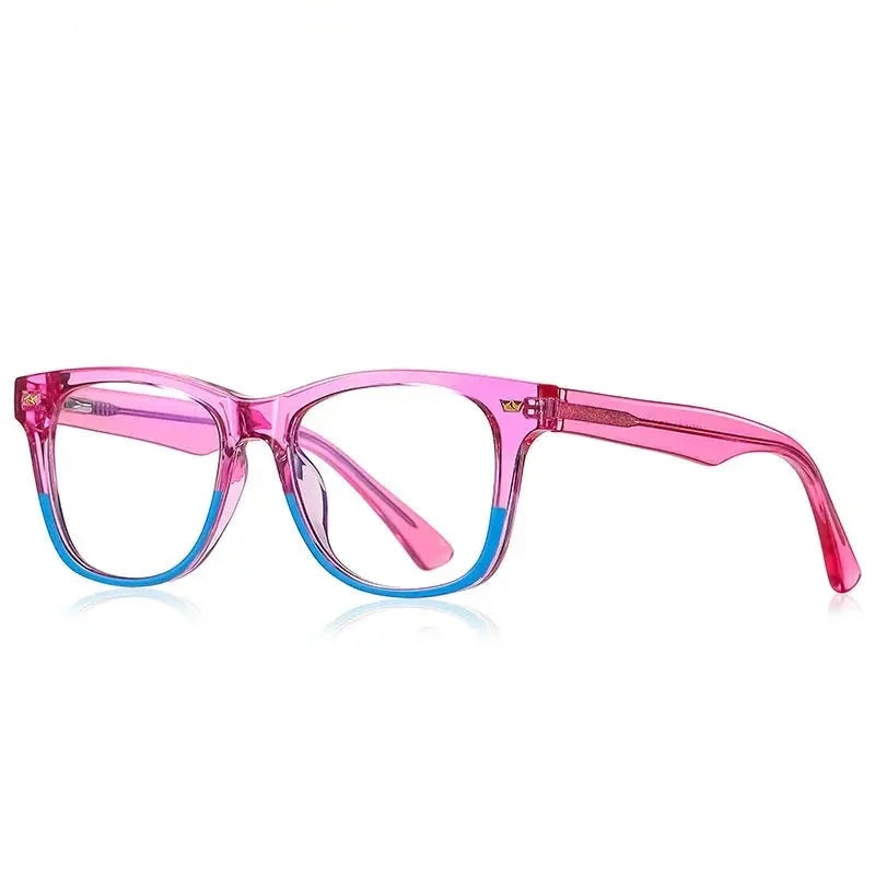 Chashma Unisex Youth Full Rim Square Tr 90 Titanium Eyeglasses 820215 - C4-Pink-Blue