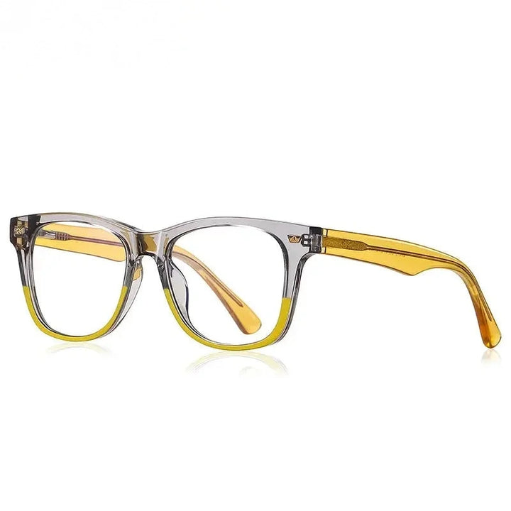 Chashma Unisex Youth Full Rim Square Tr 90 Titanium Eyeglasses 820215 - C5-Gray-Yellow