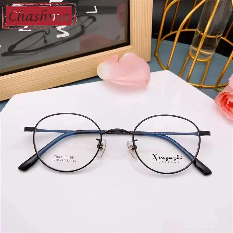 Chashma Unisex Youth's Full Rim Oval Round Titanium Eyeglasses 881210 - Black