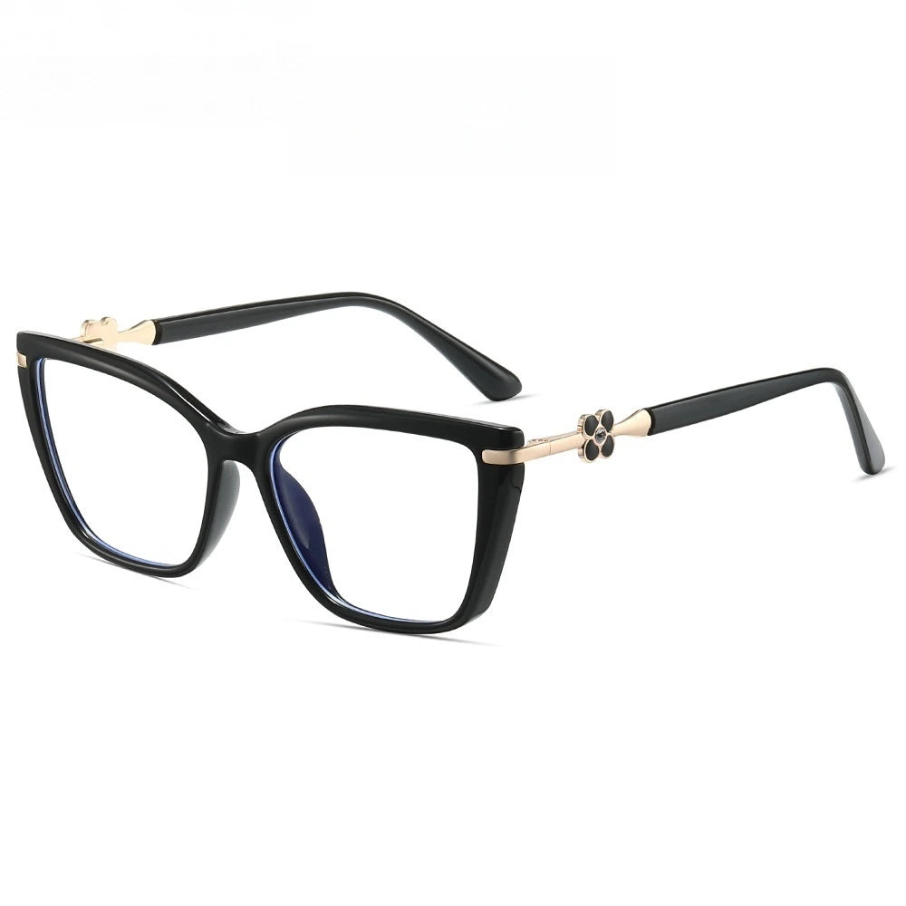 Chashma Women's Full Rim Butterfly Tr 90 Titanium Eyeglasses 783004 - Bright Black
